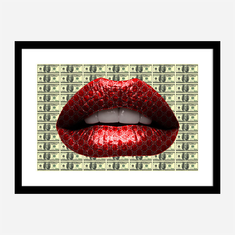 Gucci Dollars Red Lips Wall Art