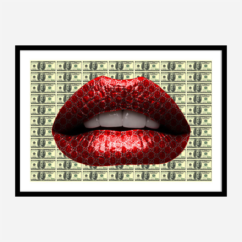 Gucci Dollars Red Lips Wall Art