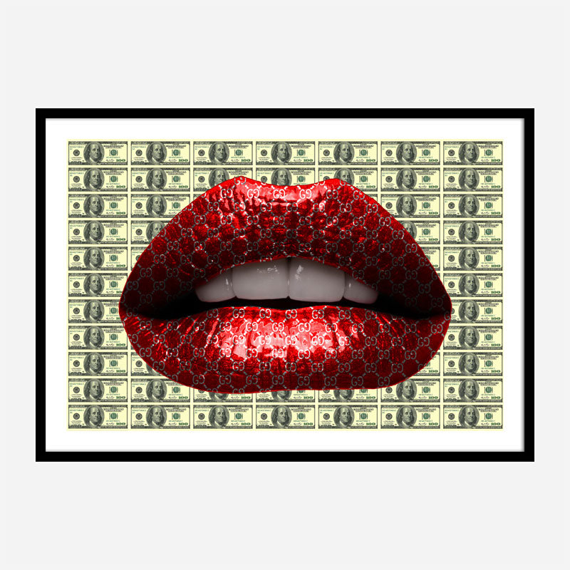 Gucci Dollars Red Lips Wall Art