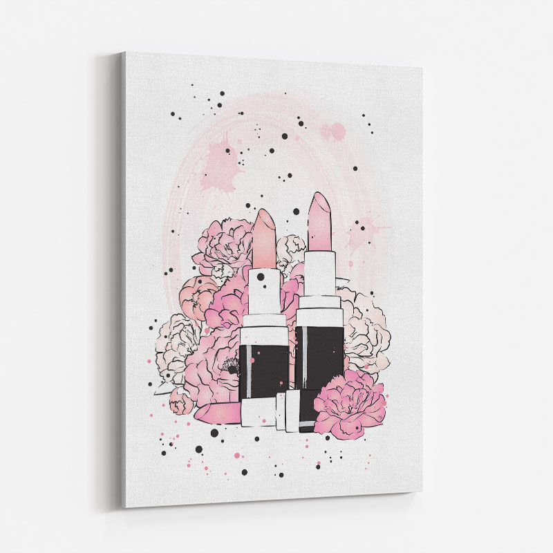 Lipstick and Flowers Art Print