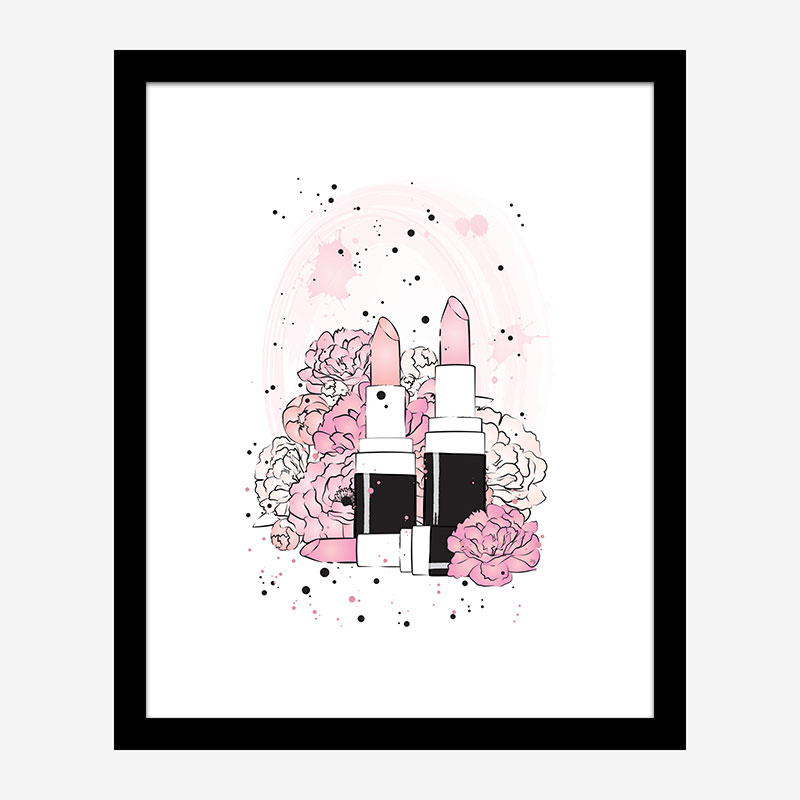 Lipstick and Flowers Art Print