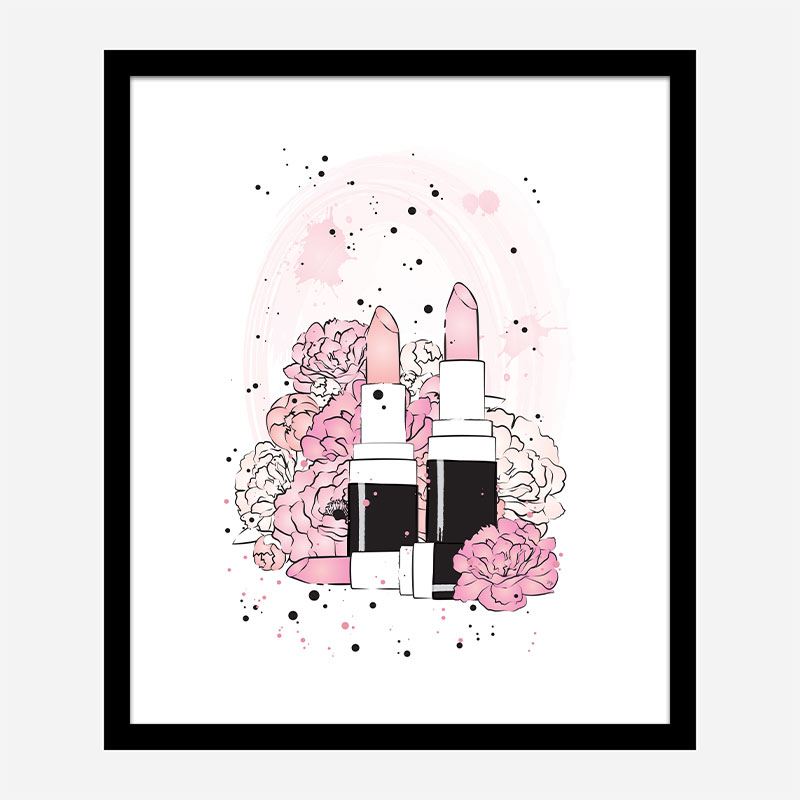 Lipstick and Flowers Art Print Lipstick and Flowers Art Print