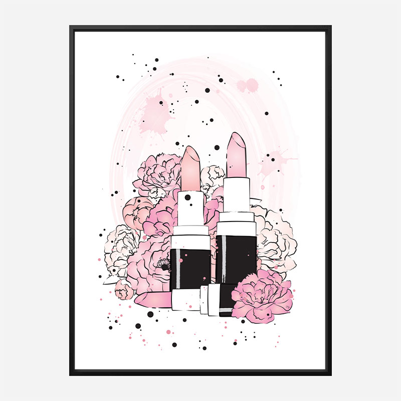 Lipstick and Flowers Art Print Lipstick and Flowers Art Print