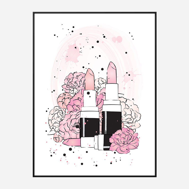 Lipstick and Flowers Art Print Lipstick and Flowers Art Print