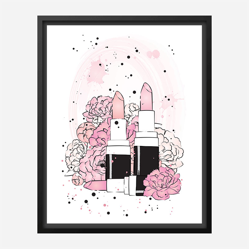 Lipstick and Flowers Art Print Lipstick and Flowers Art Print