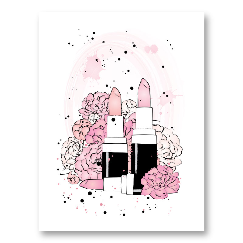 Lipstick and Flowers Art Print