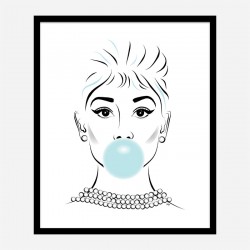 Audrey Hepburn Bubble Gum Art Print