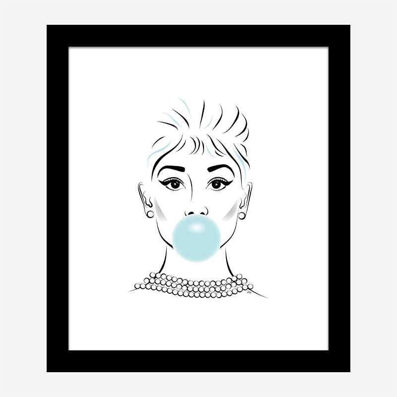 Audrey Hepburn Bubble Gum Art Print