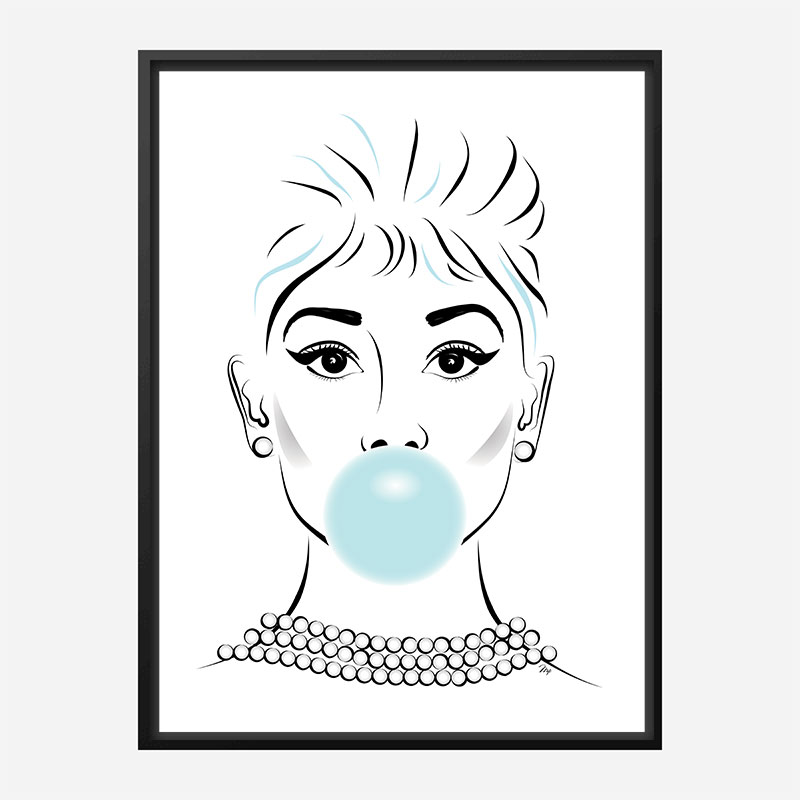 Audrey Hepburn Bubble Gum Art Print