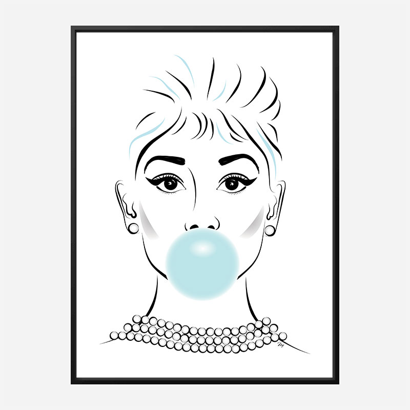 Audrey Hepburn Bubble Gum Art Print