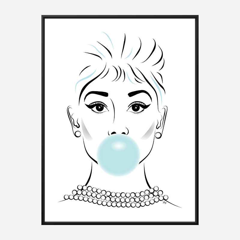 Audrey Hepburn Bubble Gum Art Print