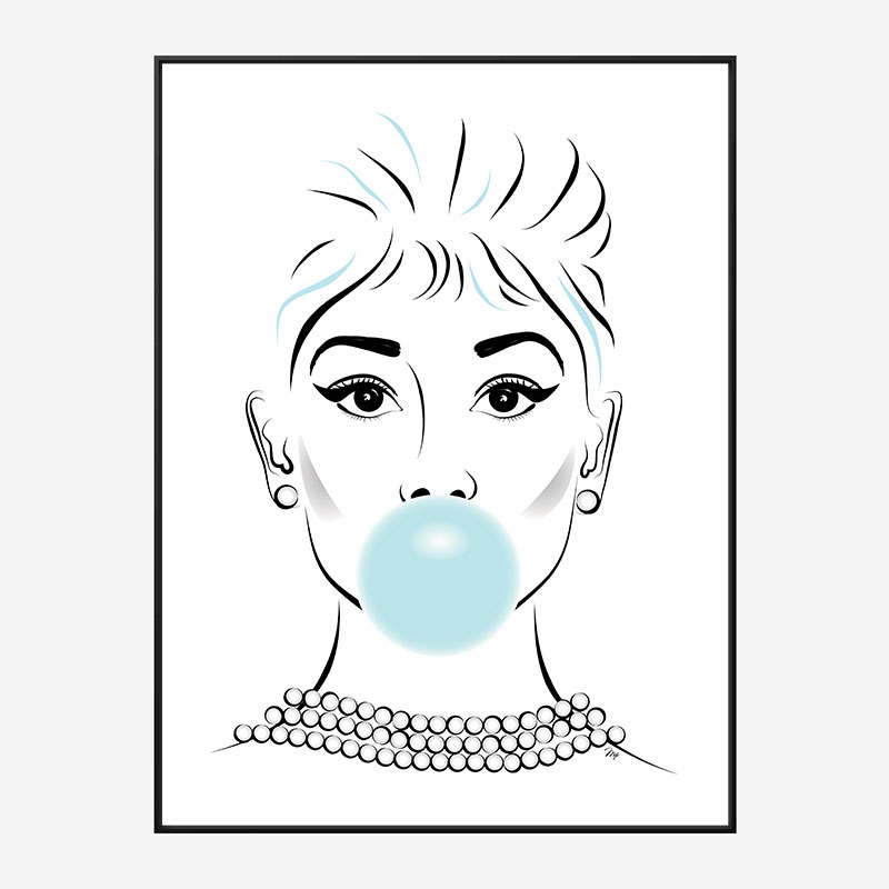 Audrey Hepburn Bubble Gum Art Print