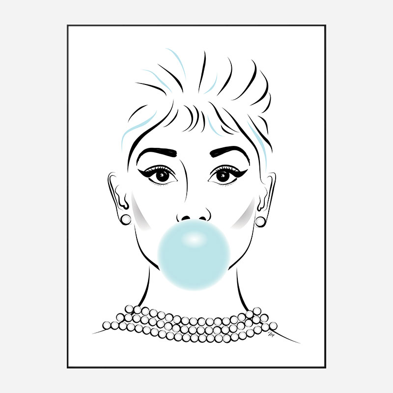 Audrey Hepburn Bubble Gum Art Print