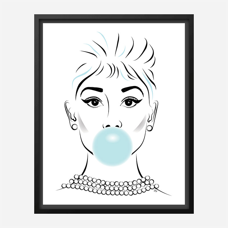 Audrey Hepburn Bubble Gum Art Print