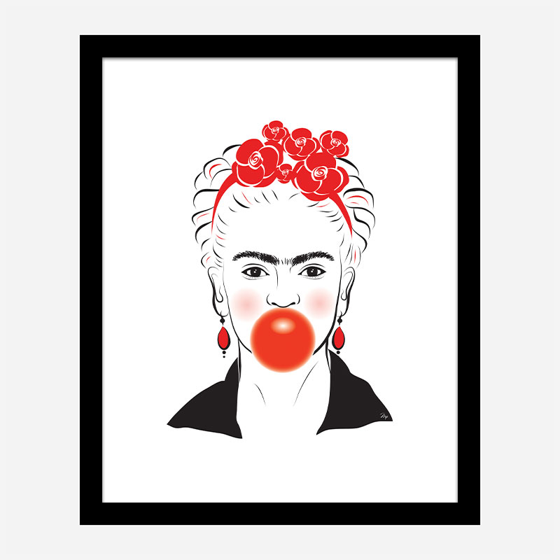 Frida Kahlo Bubble Gum Art Print