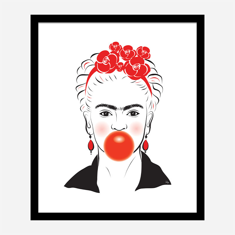 Frida Kahlo Bubble Gum Art Print