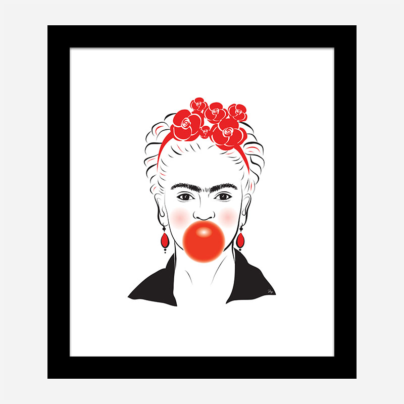 Frida Kahlo Bubble Gum Art Print