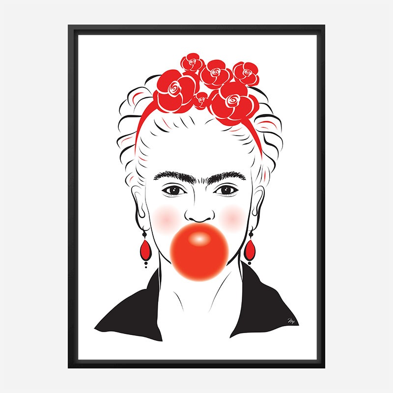 Frida Kahlo Bubble Gum Art Print