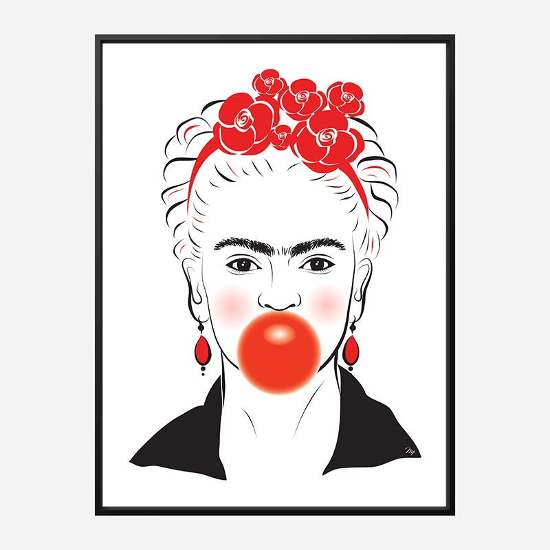 Frida Kahlo Bubble Gum Art Print