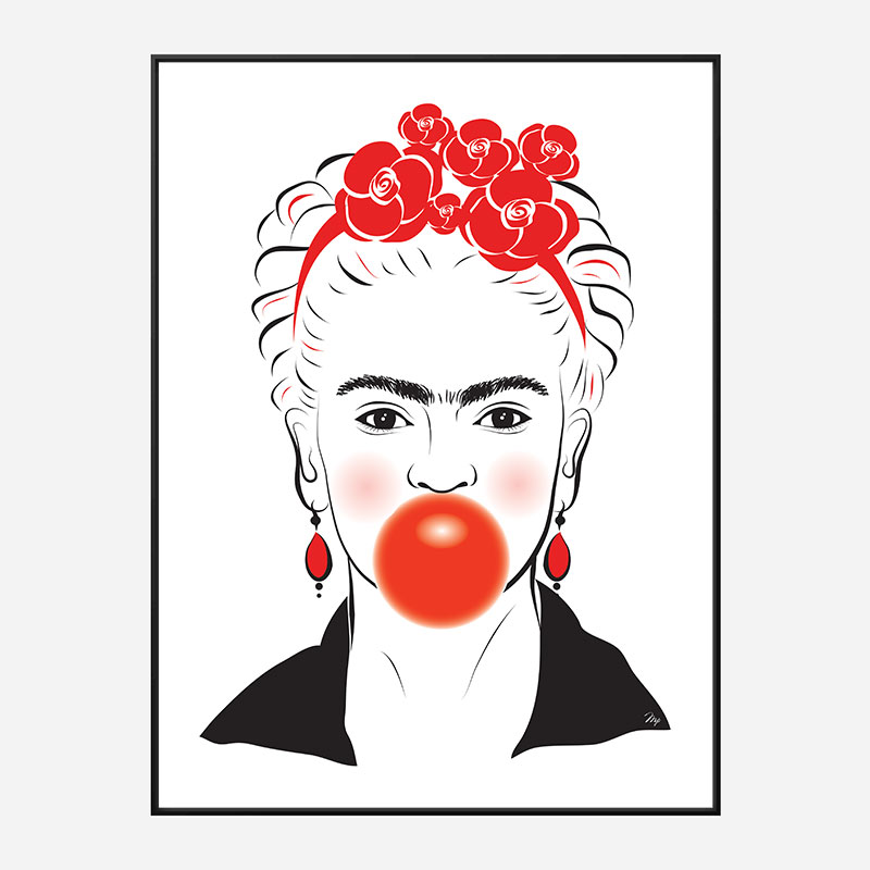 Frida Kahlo Bubble Gum Art Print