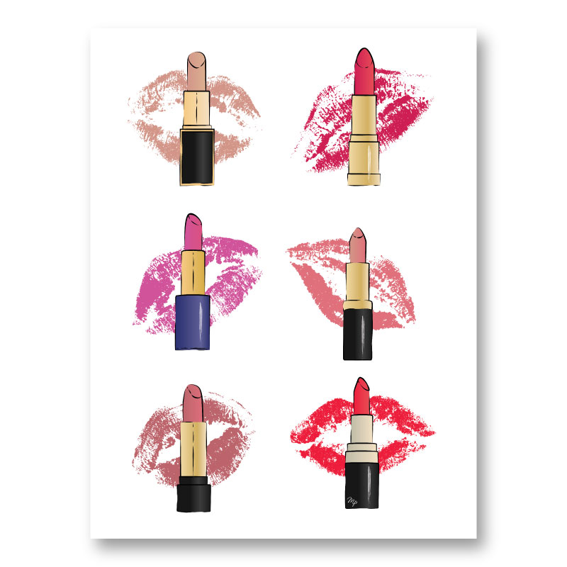 Lipstick Kisses Art Print