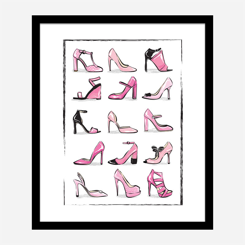 Pink Shoe Collection Art Print