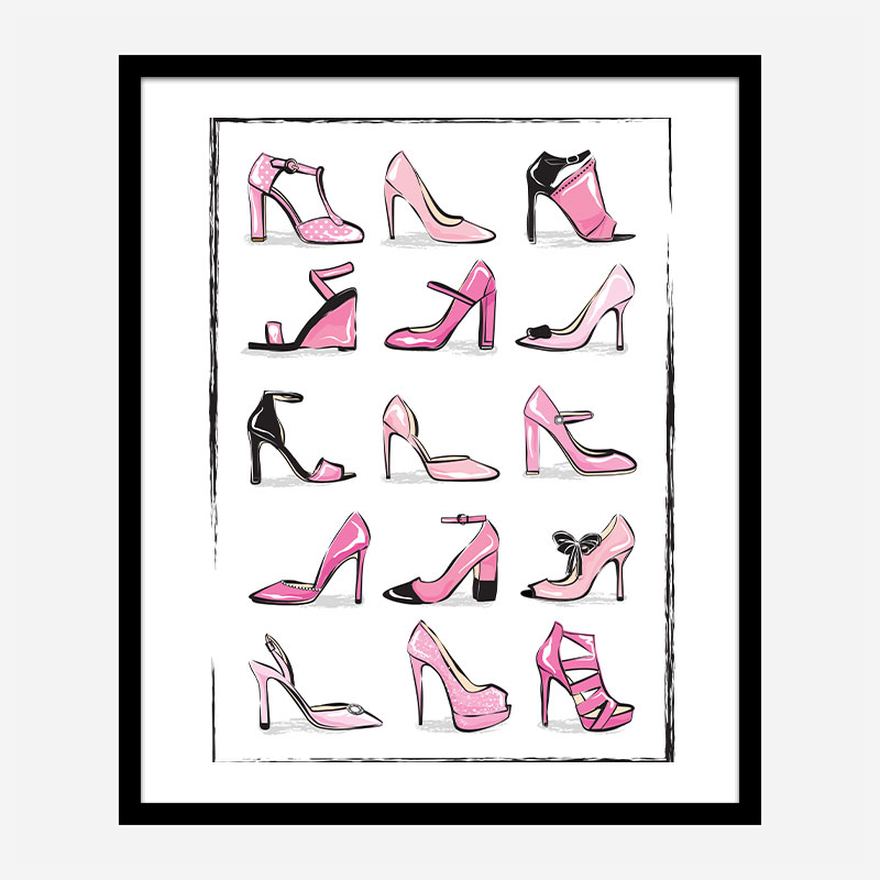 Pink Shoe Collection Art Print