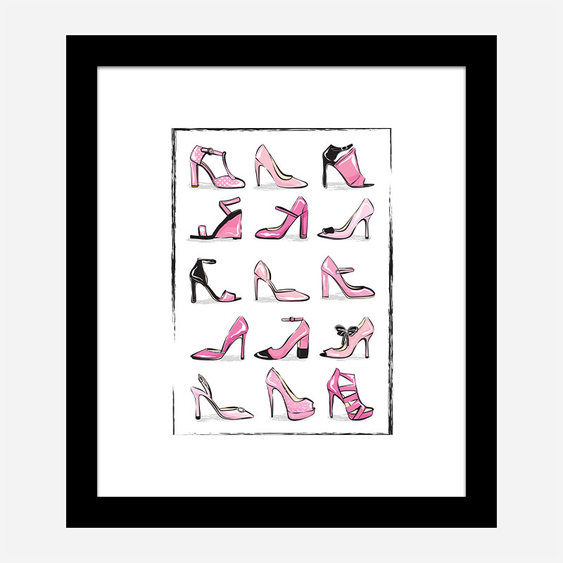 Pink Shoe Collection Art Print