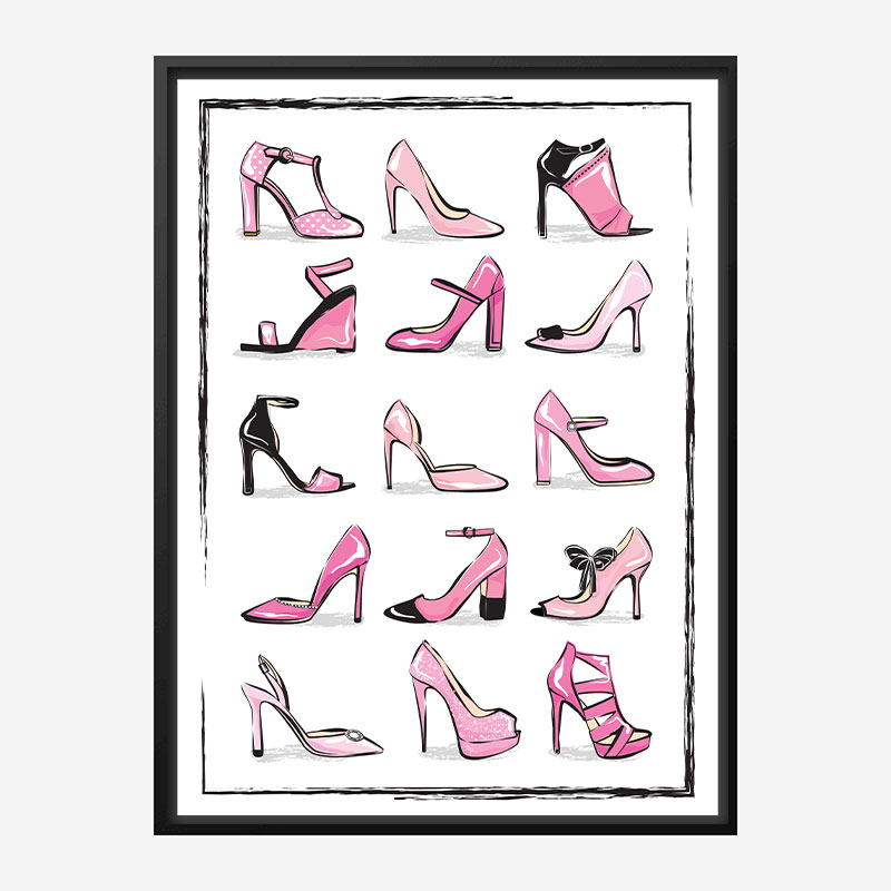 Pink Shoe Collection Art Print