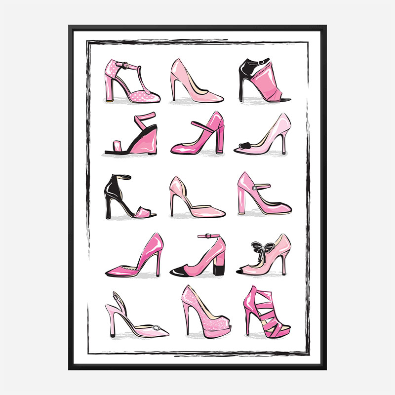 Pink Shoe Collection Art Print