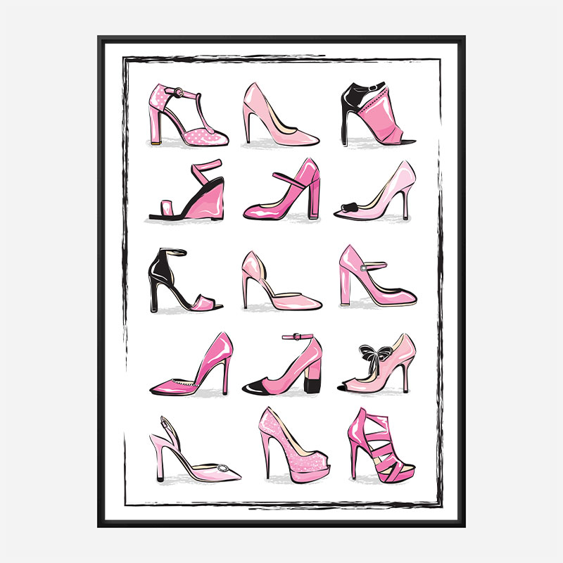 Pink Shoe Collection Art Print