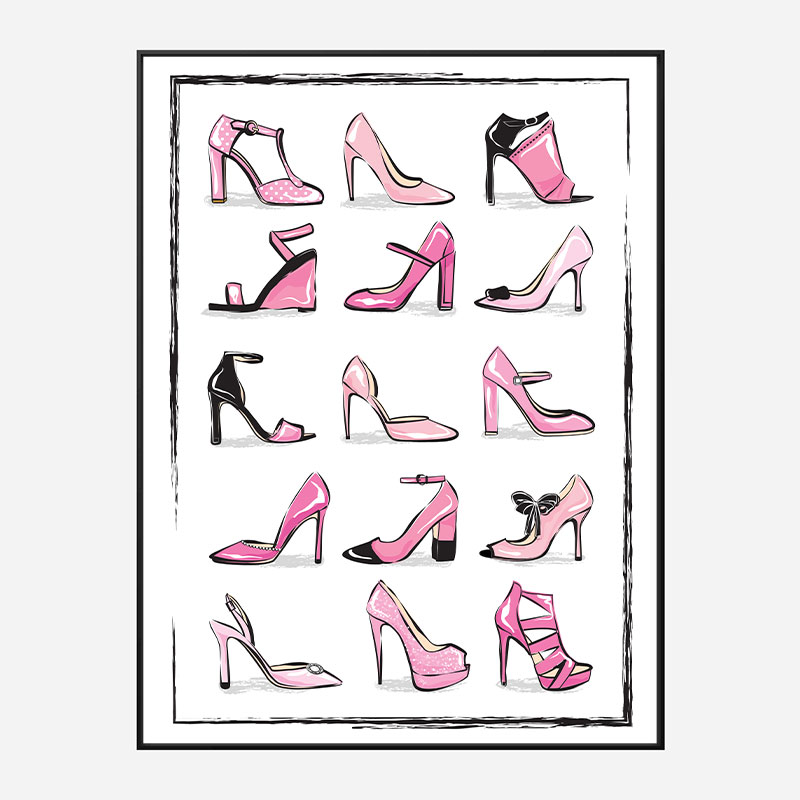 Pink Shoe Collection Art Print