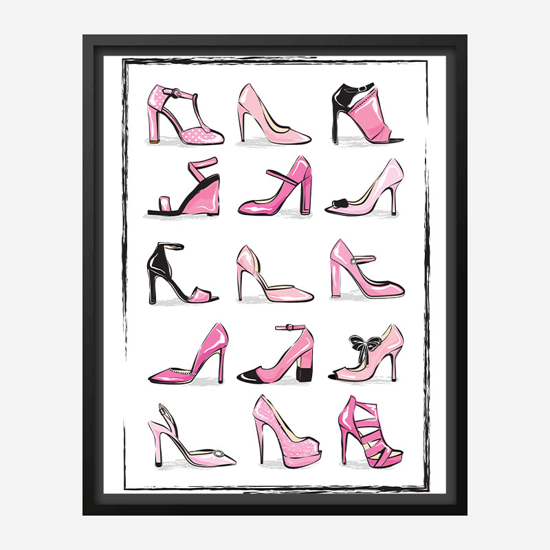 Pink Shoe Collection Art Print
