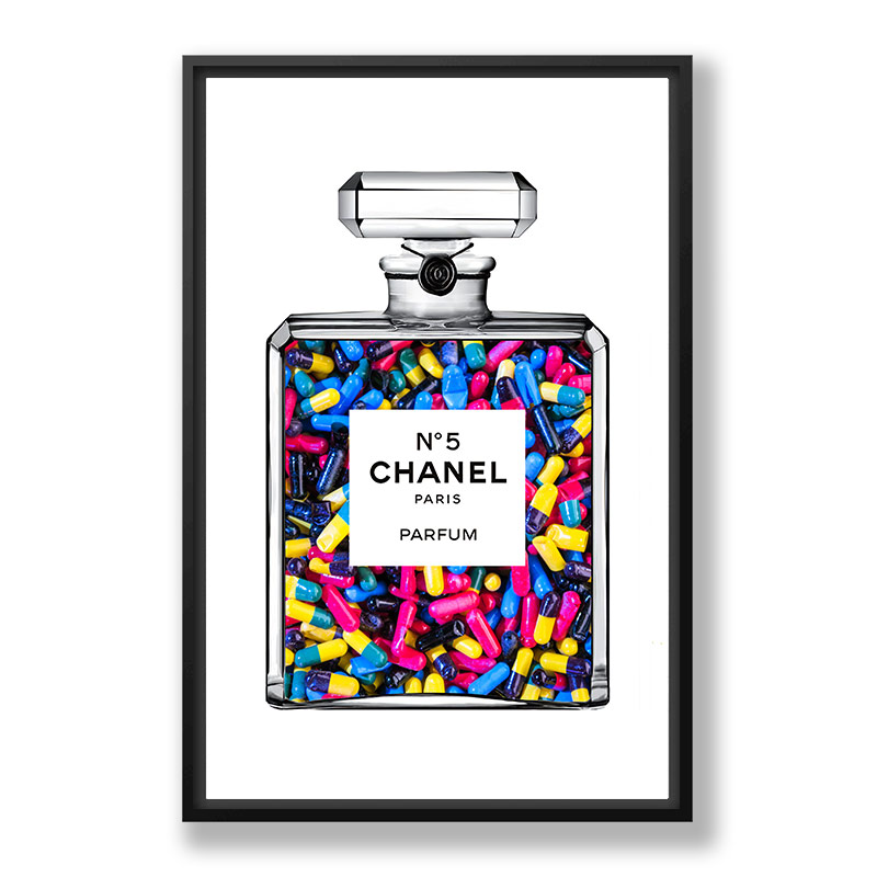 La Femme Jojo Canvas Wall Decor Prints - Chanel Coco Noir ( Fashion > Hair & Beauty > Perfume Bottles art) - 40x26 in