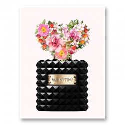 Donna Noir Perfume Heart Flowers Art Print