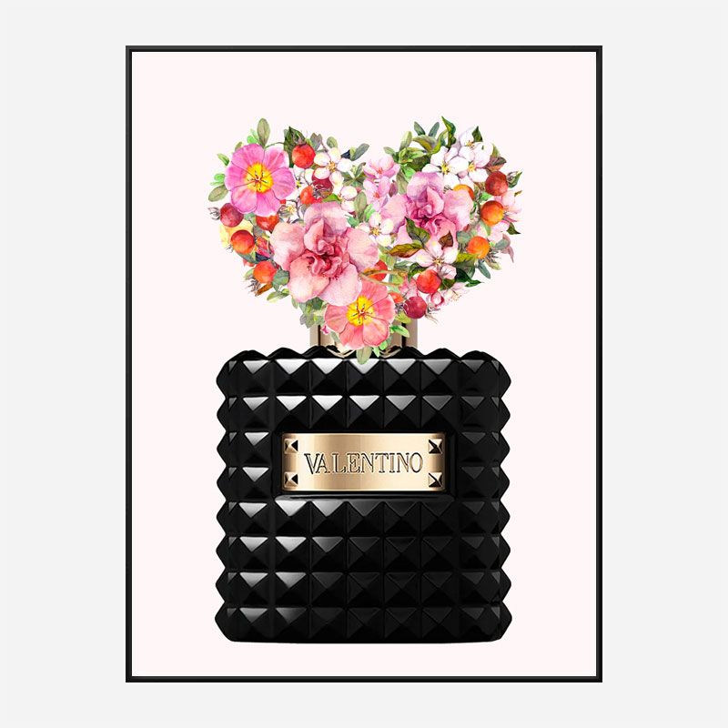 Donna Noir Perfume Heart Flowers Art Print