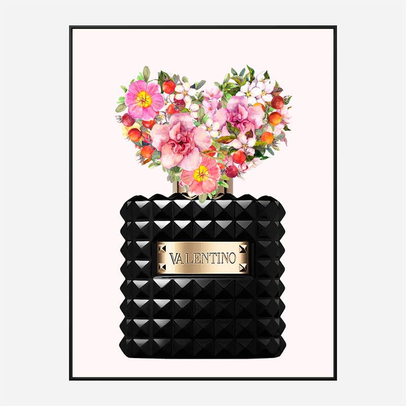 Donna Noir Perfume Heart Flowers Art Print