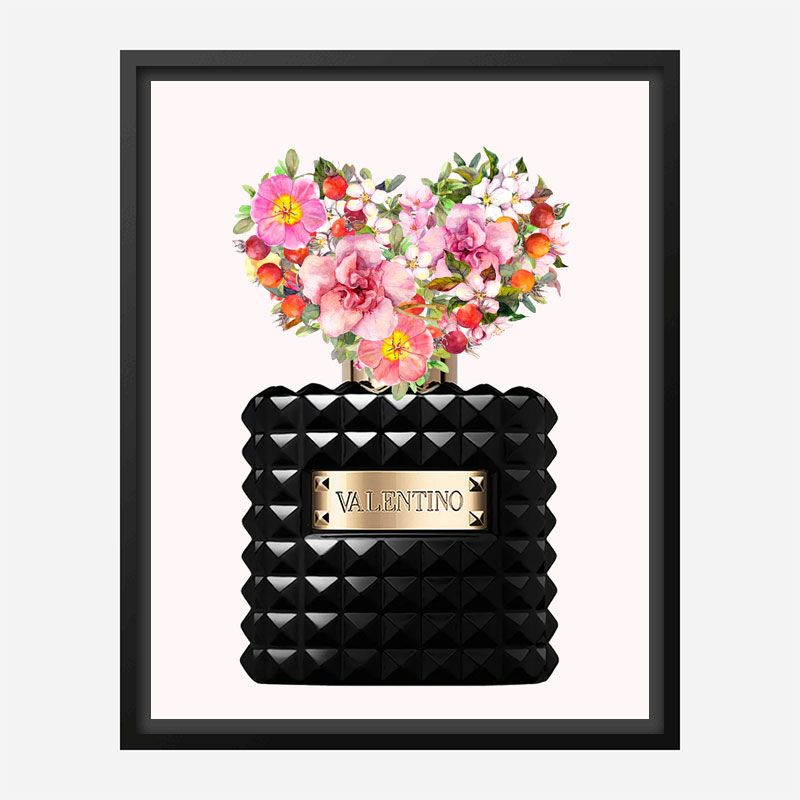 Donna Noir Perfume Heart Flowers Art Print