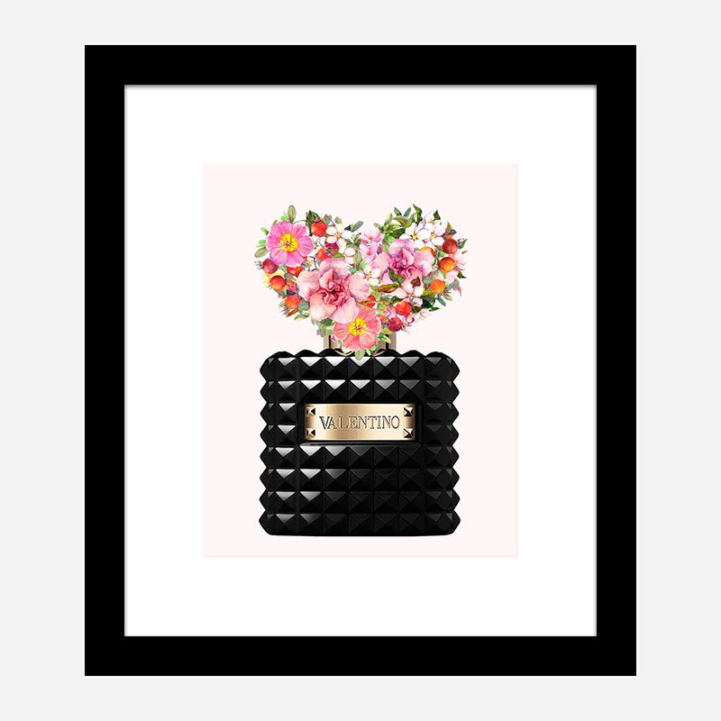 Donna Noir Perfume Heart Flowers Art Print