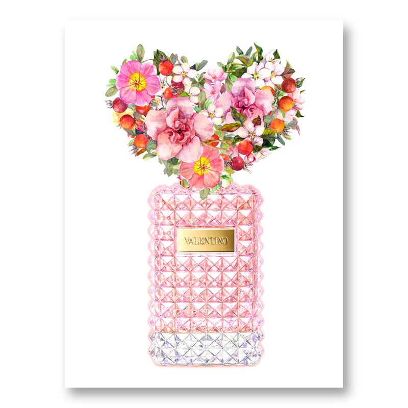 Donna Rosa Perfume Heart Flowers Art Print