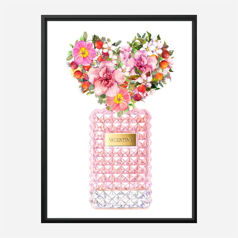 Donna Rosa Perfume Heart Flowers Art Print