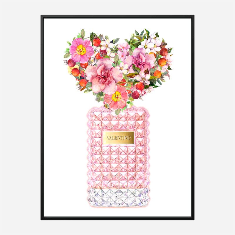 Donna Rosa Perfume Heart Flowers Art Print