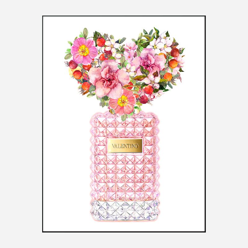 Donna Rosa Perfume Heart Flowers Art Print