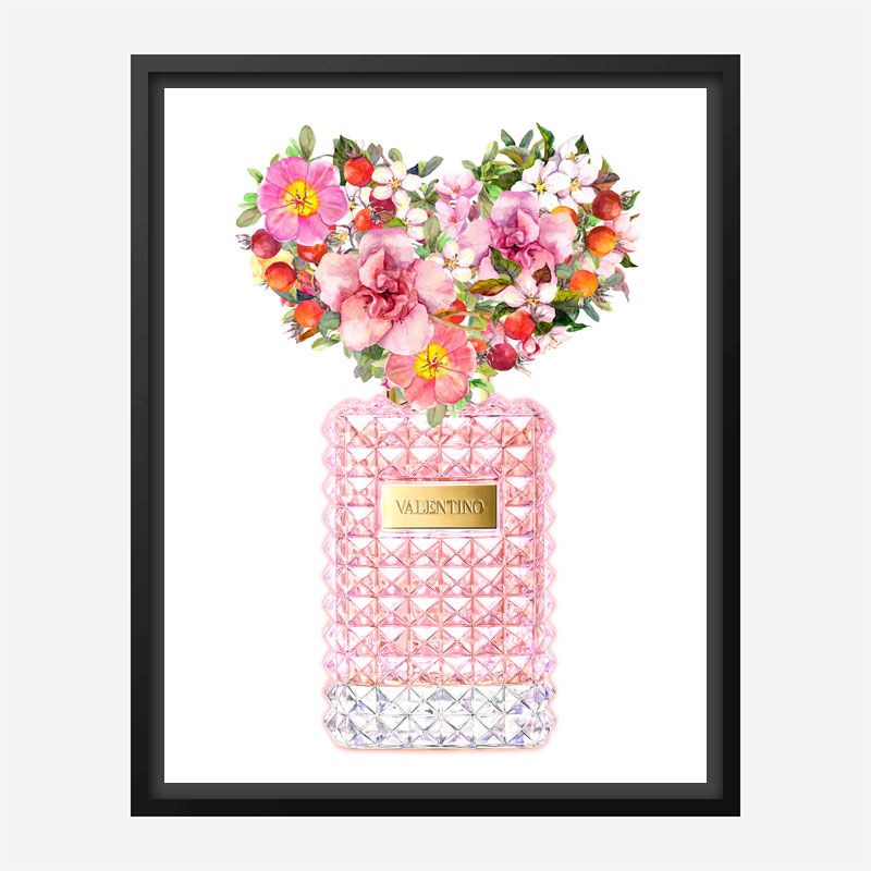 Donna Rosa Perfume Heart Flowers Art Print