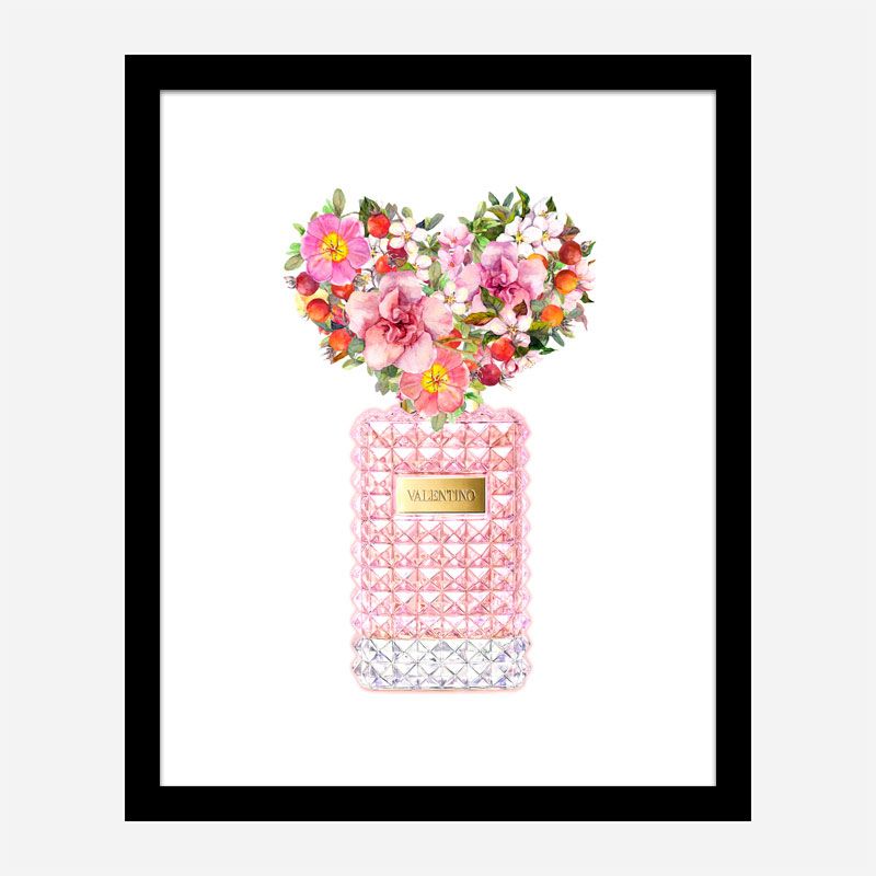 Donna Rosa Perfume Heart Flowers Art Print