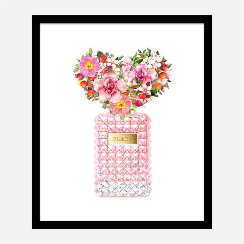 Donna Rosa Perfume Heart Flowers Art Print