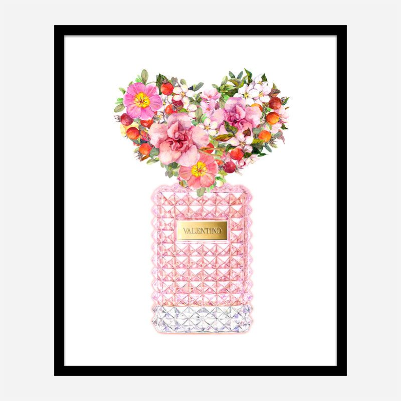 Donna Rosa Perfume Heart Flowers Art Print