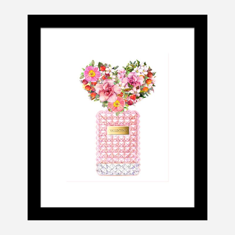 Donna Rosa Perfume Heart Flowers Art Print