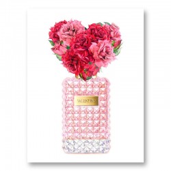 Donna Rosa Perfume Red Heart Flowers Art Print