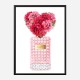 Donna Rosa Perfume Red Heart Flowers Art Print